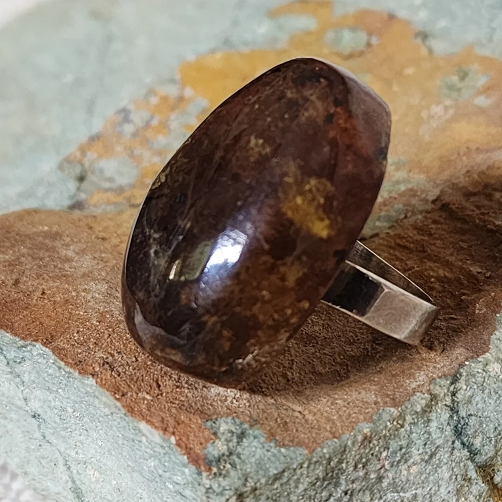 Sterling Silver Ambe Jewelry Solid 925 Ring Large Raw Natural Amber Nugget